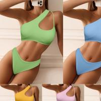 Polyamide Quick Dry Bikini & two piece & breathable & One Shoulder stretchable Solid Set