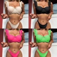 Polyester Bikini & two piece stretchable Solid Set