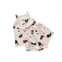 Polyester Vêtements de bébé Débardeur & Pantalon Dessin animé Blanc Ensemble
