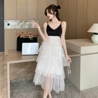 Polyester Waist-controlled Slip Dress Solid white and black PC