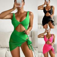 Polyester One-piece Swimsuit & two piece Solid Set
