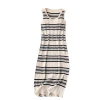Chiffon Soft One-piece Dress & loose & breathable printed striped : PC