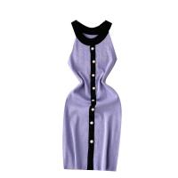 Mixed Fabric Waist-controlled One-piece Dress & breathable & skinny style stretchable Solid : PC