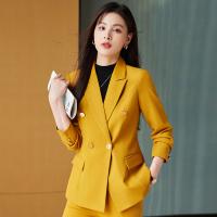 Polyester Soft Women Business Pant Suit slimming & two piece & breathable Solid Set