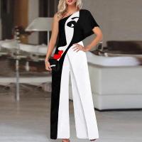 Polyester Wide Leg Trousers Women Long Trousers & breathable printed character pattern white Set