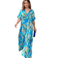 Polyester long style One-piece Dress deep V printed Others PC