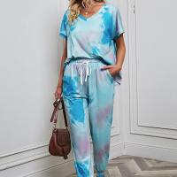 Polyester Women Casual Set & two piece & loose Long Trousers & short sleeve T-shirts printed Others Set