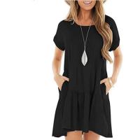 Polyester & Cotton One-piece Dress & loose patchwork Solid PC