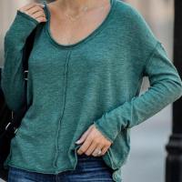 Polyester Frauen Langarm T-shirt, Solide, mehr Farben zur Auswahl,  Stück
