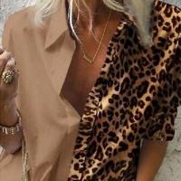 Polyester Frauen Langarm Blusen, Gedruckt, Leopard, mehr Farben zur Auswahl,  Stück
