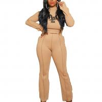 Polyester Women Casual Set & two piece Long Trousers & top printed letter Set