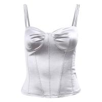 Polyester Waist-controlled & Slim & High Waist Camisole backless patchwork Solid light gray PC
