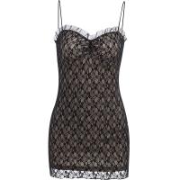 Polyester Waist-controlled & Slim & High Waist Sexy Package Hip Dresses slimming & deep V & backless patchwork Solid black PC