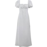 Polyester Waist-controlled & Slim & High Waist One-piece Dress slimming patchwork Solid white PC