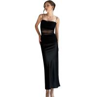 Polyester Waist-controlled & Slim & High Waist Sexy Package Hip Dresses slimming & backless & fake two piece patchwork PC