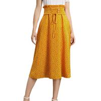 Polyester High Waist Skirt printed yellow PC