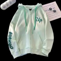 Cotton Women Sweatshirts & thick fleece & loose embroidered letter PC