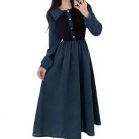 Polyester Slim & Plus Size One-piece Dress contrast color patchwork PC