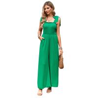 Polyester Wide Leg Trousers Long Jumpsuit flexible Solid PC