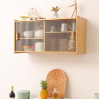 Bamboo & Glass Wall Shelf for storage PC