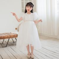 Polyester Ball Gown Girl One-piece Dress Solid white PC