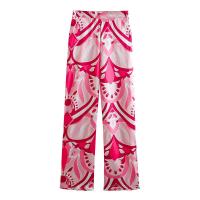 Polyester High Waist Women Long Trousers printed PC