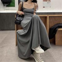 Spandex & Cotton High Waist Slip Dress large hem design Solid PC