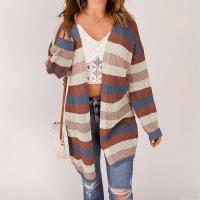 Acrylic Sweater Coat slimming knitted striped PC