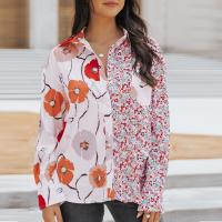 Polyester Women Long Sleeve Shirt & loose printed shivering red PC