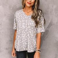 Polyester Vrouwen korte mouw T-shirts Afgedrukt Leopard meer kleuren naar keuze stuk