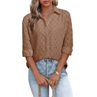 Polyester Women Long Sleeve Shirt & loose patchwork PC