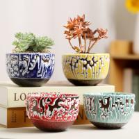 Porcelain Flower Pot corrosion proof & four piece handmade mixed colors Set