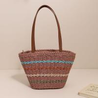 Straw Beach Bag & Easy Matching Woven Shoulder Bag large capacity striped PC