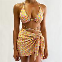 Polyester Bikini rekbaar Rillen Geel Instellen