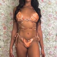 Polyester Bikini rekbaar Oranje Instellen