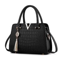 PU Leather Handbag large capacity & attached with hanging strap crocodile grain PC