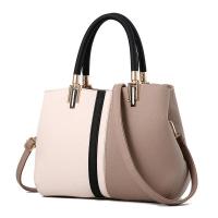 PU Leather Handbag contrast color & attached with hanging strap PC