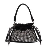 PU Leather & Velour Easy Matching Handbag attached with hanging strap & with rhinestone PC