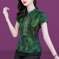Spandex Waist-controlled & Slim & Tassels Women Short Sleeve T-Shirts printed floral PC