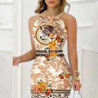 Polyester Slim One-piece Dress floral multi-colored PC