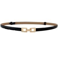 PU Leather & Zinc Alloy Concise & Easy Matching Fashion Belt flexible length gold color plated Solid PC