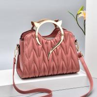 PU Leather Handbag embossing & attached with hanging strap PC