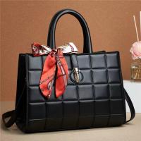 PU Leather with silk scarf Handbag large capacity plaid PC