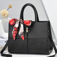 PU Leather with silk scarf & Tote Bag Handbag crocodile grain PC
