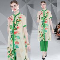 Polyester Vrouwen Casual Set Afgedrukt bladpatroon Groene : Instellen
