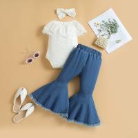 Polyester Baby Clothes & two piece & loose Pants & top white Set