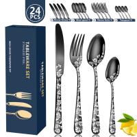 410 Stainless Steel Antirust & easy cleaning Cutlery Set twenty four piece polished Set