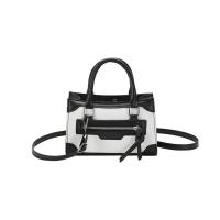 PU Leather Box Bag Handbag contrast color & attached with hanging strap PC