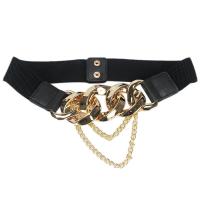 PU Leather & Zinc Alloy & Nylon & Polyester Concise & Easy Matching Fashion Belt flexible gold color plated Solid black PC