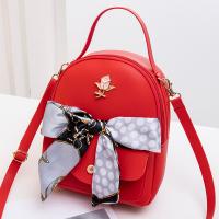 PU Leather with silk scarf Backpack soft surface PC